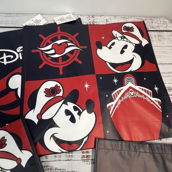 Set of 4 Disney Cruise Line Large Reusable Shopping Tote Bags 18"x17" (#1 Mickey - Picture 4 of 7